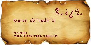 Kurai Árpád névjegykártya