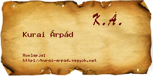 Kurai Árpád névjegykártya